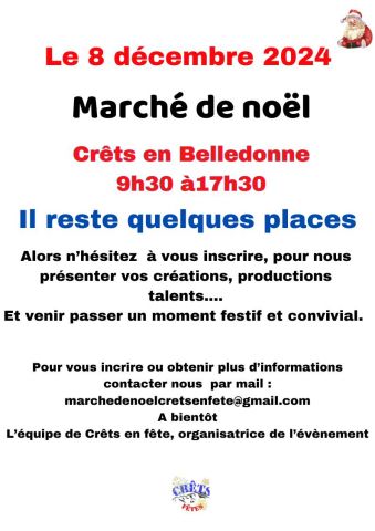 Inscription au marché de Noël 2024 à Crêts en Belledonne