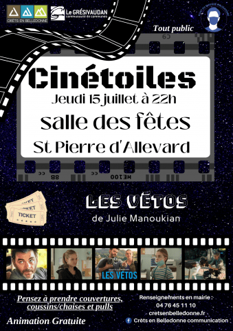 Affiche du cinétoiles à la salle des fêtes de St Pierre d'allevard