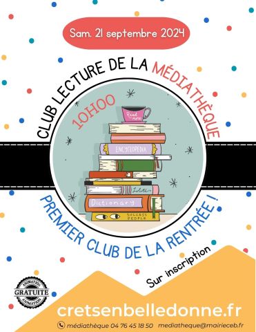 Club lecture à la médiathèque de Crêts en Belledonne 21 septembre 2024 à 10h