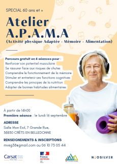 Ateliers A.P.A.M.A Activité physique Adaptée - Mémoire - Alimentation à Crêts en Belledonne.